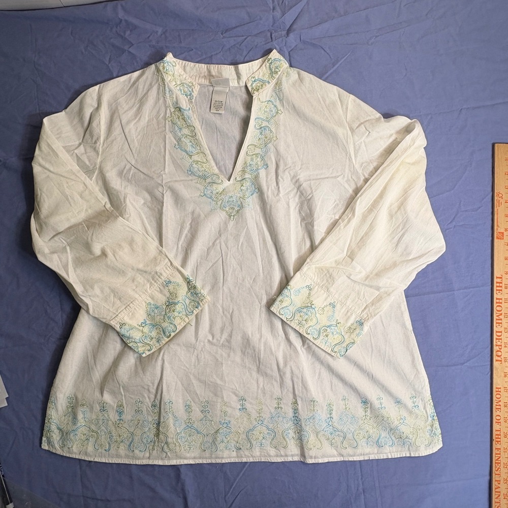 Vintage 90s Fashion Bug Embroidered Peasant Blouse 18/20W Boho Hippie Whimsigoth